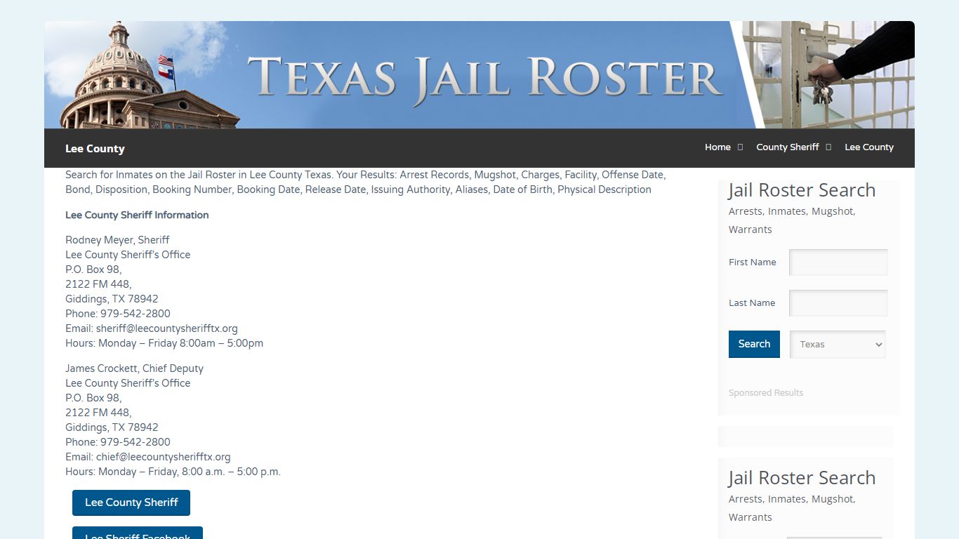 Lee County | Jail Roster Search